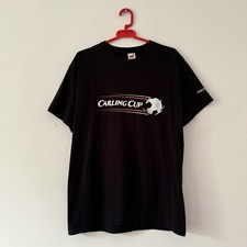 Vintage Carling Cup T-shirt Size Large Black 2003-2012 Football Lager Beer Promo