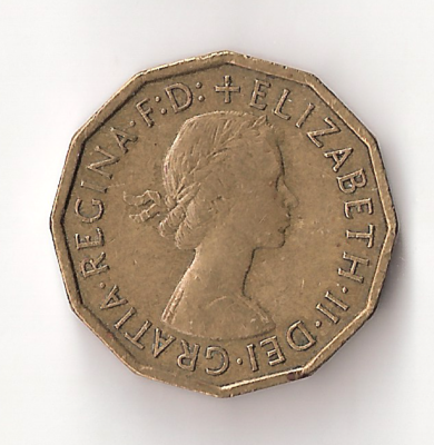 エリザべス女王3ペンス 1960 UK Three Pence Coin Queen Elizabeth II Great Britain England