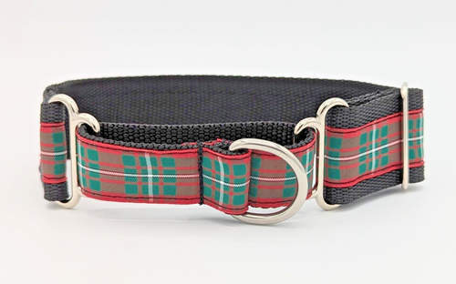 Red Green Macgregor Tartan Reducing Width Martingale Dog Collar Lead Set Whippet - Picture 4 of 7