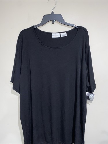 Jaclyn Smith Plus SCHWARZ Zuschauer matt Jersey TUNIKA kurzärmelig TOP Gr. 3X - Bild 2 von 7