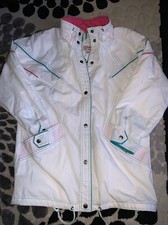Vintage 80  s New York Girl Retro Lined White Track Jacket Size M Excellent