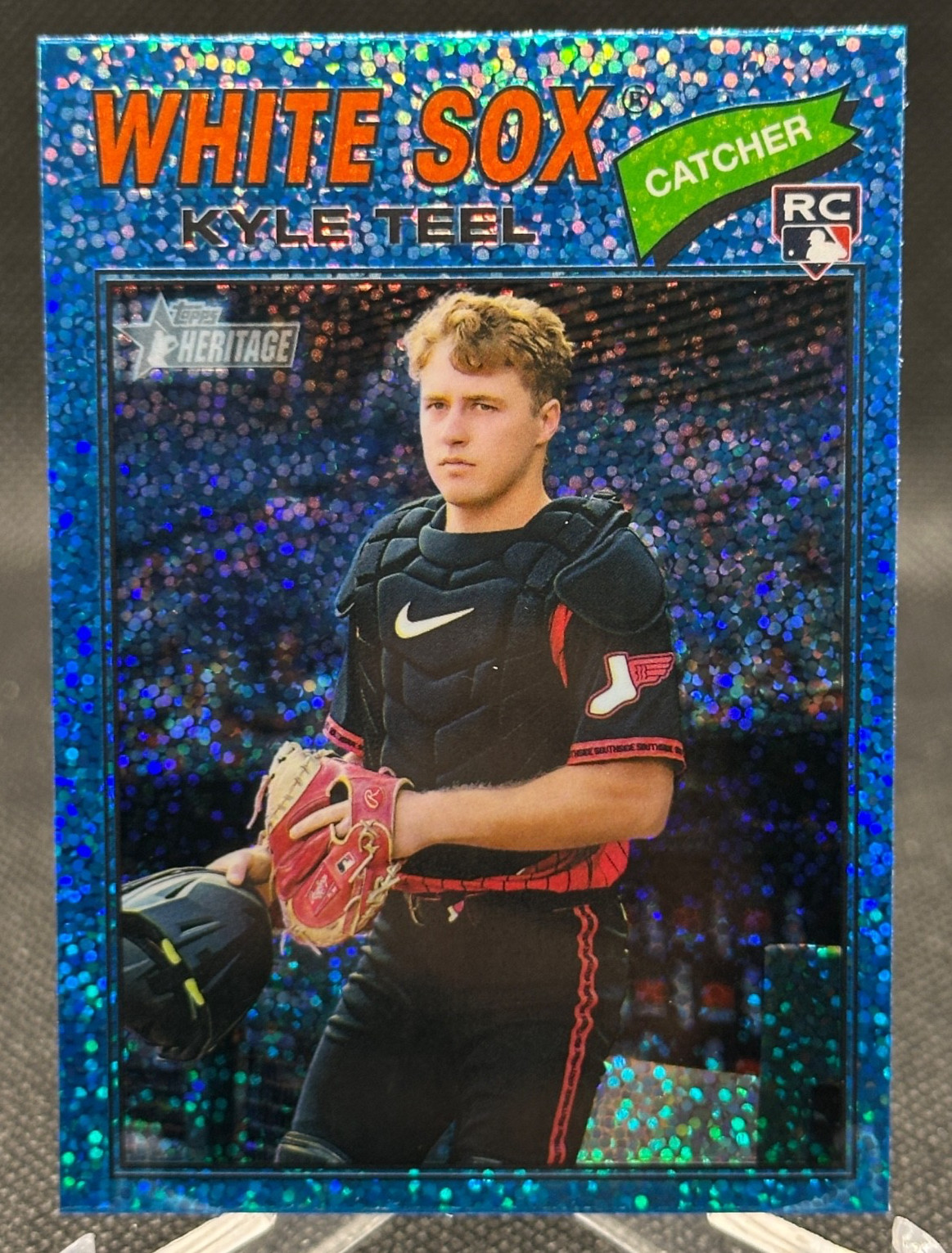 🔥2026 Topps Heritage Chrome LIGHT BLUE SPARKLE REFRACTOR SP Kyle Teel RC #182