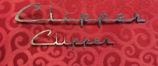 2 Original Vintage 1955 Packard Clipperchrome Script Hood Emblems 9 14 2 Original Vintage 1955 Packard Clipperchrome Script Hood Emblems 9 14