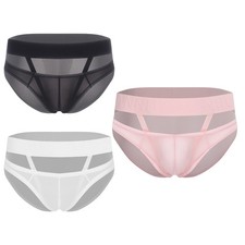 Men Briefs Bikini Thongs See Through Underpants Ultra Thin Transparent Sheer