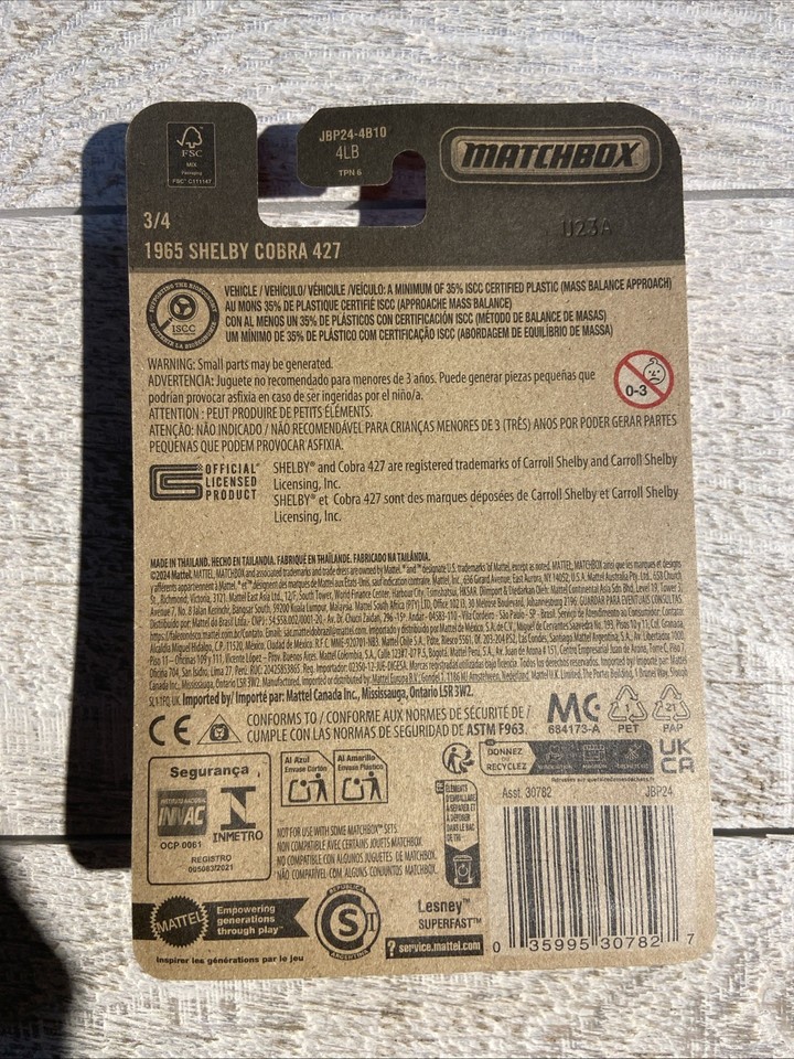 Matchbox Super Chase 1965 Shelby Cobra 427 - Edizione Limitata Arancione 1/64 Nuovo