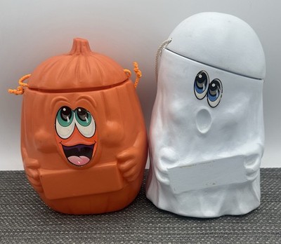 1989 Mars Snickers & Milky Way Ghost & Pumpkin Candy Bucket Blow Molds 9  Tall