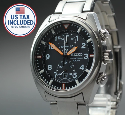 Vintage 2003【Exc+5】 SEIKO Chronograph 7T94-0BL0 SNN235 Black Dial QZ Men's Watch