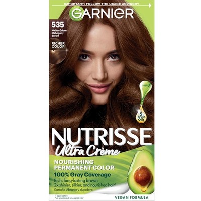 Garnier Nutrisse Nourishing Hair Color Creme, 535 Medium Gold Mahogany Brown...