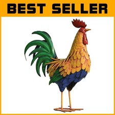 Multicolor Freestanding Rooster Sculpture - Perfect Outdoor & Indoor Accent