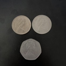 Lot of 3 UK Coins New Pence 2 10 Pence (1970/1976) And 1 50 Pence (1969)