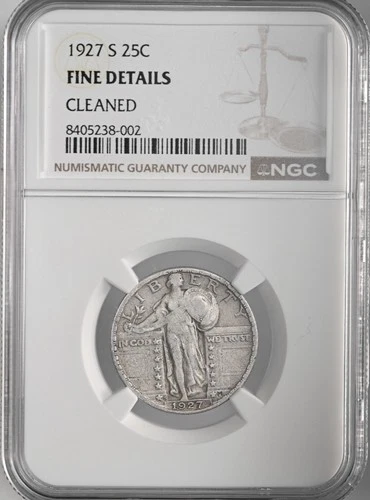 1927-S  25C STANDING LIBERTY QUARTER  NGC FINE DETAILS "CLEANED"  #8405238-002