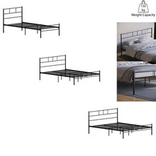 Black 3ft 4ft6 5ft Single Double King Metal Bed Frame Headboard Bedroom