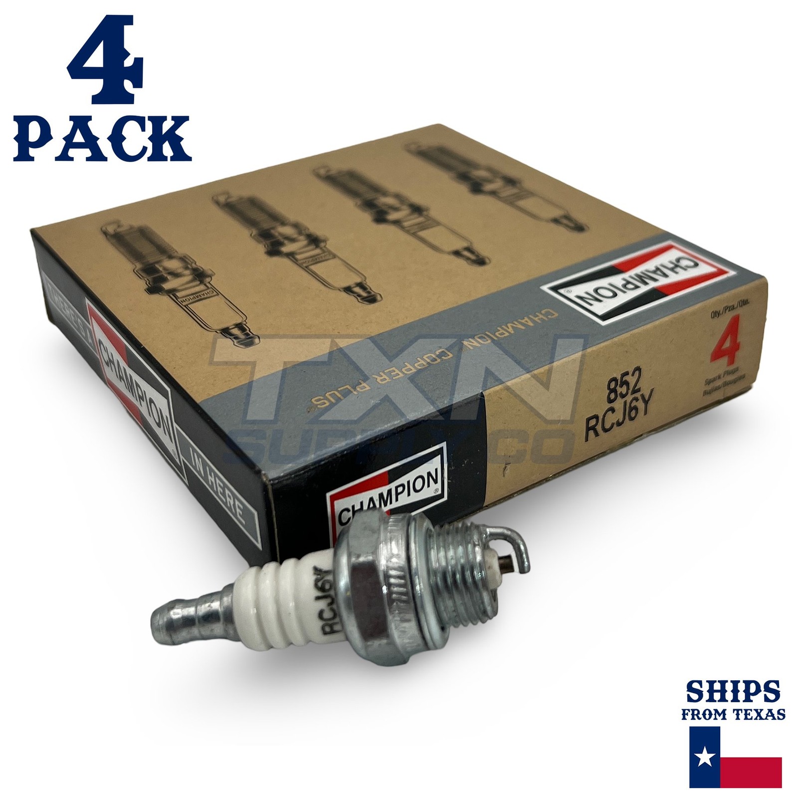 Champion 852 Copper Plus Spark Plug RCJ6Y - 4 Pack