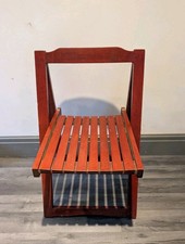 Aldo Jacober Style Garden Folding Chair Vintage Retro Cherry Wood Stained CB76