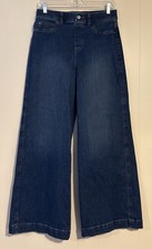 Spanx Wide Leg High Rise Denim Pull On Jeans Size M