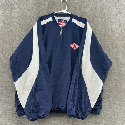 Washington Senators Jacket Mens 2XL Blue White 1/4 Zip Anorak Coat MLB Majestic