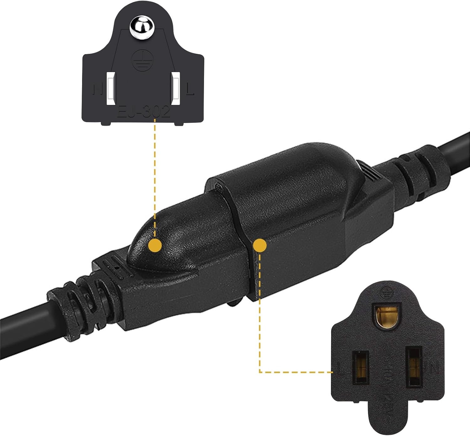 Outlet Splitter 1-to-4 Short Extension Cord 3 Prong Saver... 