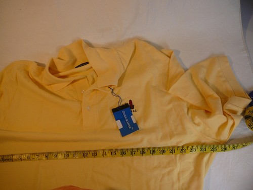 Duck & Hyde Men's XL Yellow Pique Cotton Classic Polo Shirt Farmstead Golf Tour - Picture 6 of 6