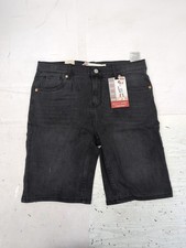 Levi's Boys Denim Shorts Size 20 Reg 30W Slim Fit Black Grunge Adj. Waist AM30