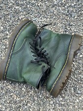 Vintage Dr Martens Made In England Women s Chunky Sole Green Leather Boot Sz 8