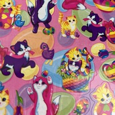 Vintage Lisa Frank Sticker Sheet Holiday Easter Lamb Bunnies S254-06
