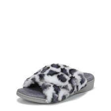 Vionic Women's Relax Ii Slipper White Multi 8, Leopard Faux Fur