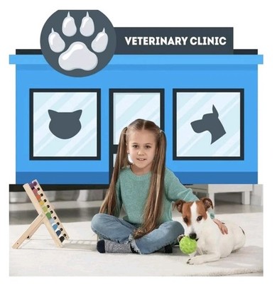 Pet Clinic Backdrop Photo Booth Dog Cat Veterinary  Clinic 5x3  Prop Kids Play