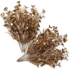 PASYOU Gold Fake Flowers Artificial Shrubs for Christmas Decor, Plastic Plant...