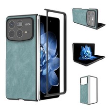 Hellblaue PU-Lederhülle für Xiaomi Mix Fold 4 mit schwarzem Rahmen und