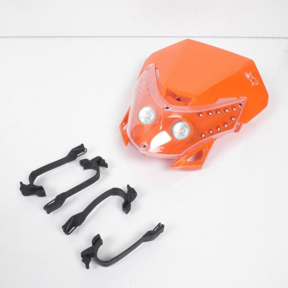 Plaque phare moto One E.T. orange avec éclairage halogène et optique LED