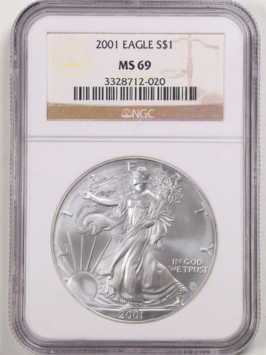 2001 1oz Silver American Eagle MS69 NGC 3328712-020