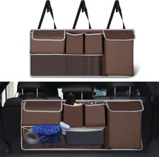 Trunk Hanging Organizer, Backseat Storage Bag, Collapsible Car Interior Brown