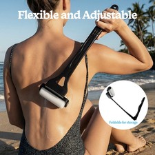 Black lotion applicator with a foldable handle, washable back cream applicator