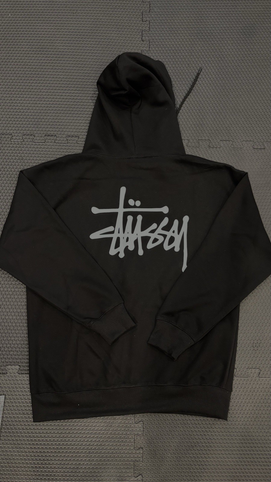 Stussy Black Fleece Graphic Print Full Zip Hoodie Men's Size S Hooded Pockets thumbnail 2