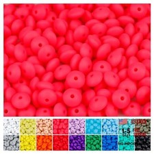 180PCS Silicone Lentil Beads, 12mm Spacer Beads - Flexible Silicone - Pink Red