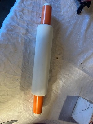 Tupperware Teigrolle / Kuchenrolle / Nudelholz, 40cm, orange/weiß