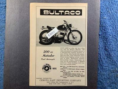 1964 Print Ad. 1964 Bultaco 200cc Matador. Cemoto East Importing Co. Schenectady