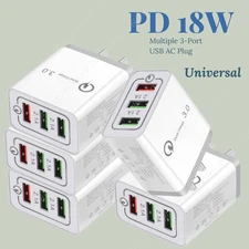 18W Universal Box Multiple 3-Port USB AC Plug Quick Charger Block Phone Cube Lot