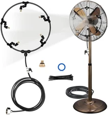Outdoor Misting Fan Kit for a Cool Patio Breeze,Water Mister 19.7FT/6M, Black 