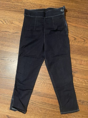 Pinky Pinups High Waist Blue Denim Jeans Side zip Women's Capri Pedal Pushers