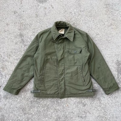 Vintage Military 1960s US Navy A-2 Deck Jacket Green Mens Medium
