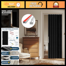 100 Blackout Sliding Door Curtains for Doorways, Magnetic Room Divider, 43x79"