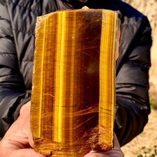 300G Natural Tiger Eye Stone slice Quartz Crystal Polished Specimen healing
