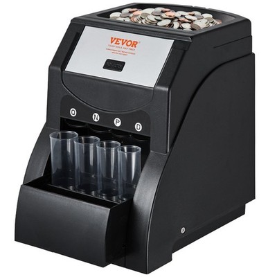 VEVOR USD Coin Sorter, Coin Sorter Machine for USD Coin 1¢ 5¢ 10¢ 25¢, Sorts up 