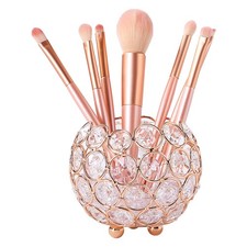 Gold Spherical Crystal Makeup Brush Holder Organizer Storage Cup Handcrafted