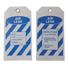 GRAINGER APPROVED 8CV32 Air Leak Tag,5-3/4 x 3 In,Bl/Wht,PK10 8CV32