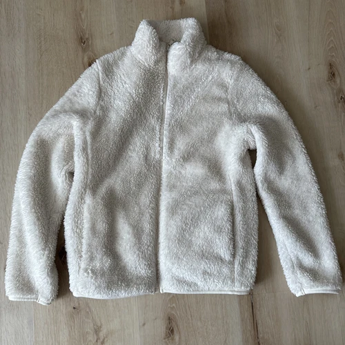 OFF WHITE uniqlo donna giacca pile filato sherpa soffice full zip small off white morbida