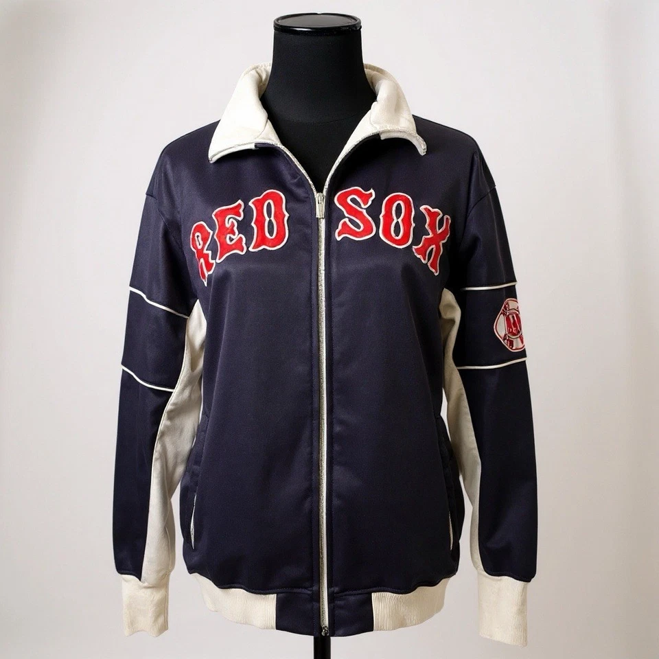 Chaqueta Boston Red Sox’s manga larga cremallera completa logotipo de béisbol algodón talla mediana Foto 2 de 4