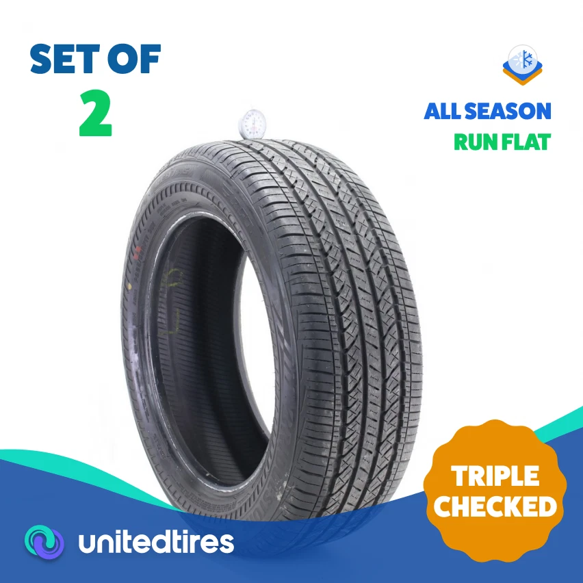 Set of (2) Used P 225/55RF17 Bridgestone Potenza RE97AS RFT 95V - 7-8/32