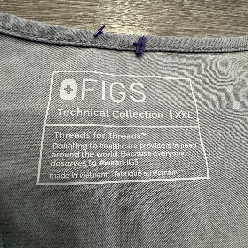 Figs Scrub Shirt Mens XXL Gray Technical Short Sleeve Nurse Medical